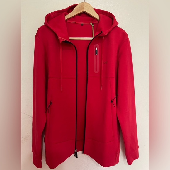 Red Hugo Boss men’s zip-up hoodie - Picture 1 of 5
